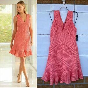 BOSTON PROPER Coral Lace Sleeveless Flutter Dress size 8